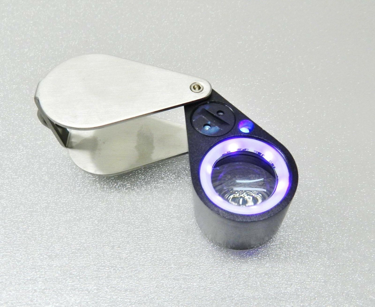 Jewelers Loupe LED + UV Lights Triplet iGaging 21mm Lens 10x Magnification Jewel