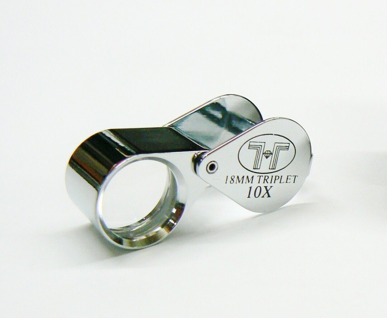 Jewelry Loupes Jewelers 10X Triplet 18mm Silver Loupe with Leather Case