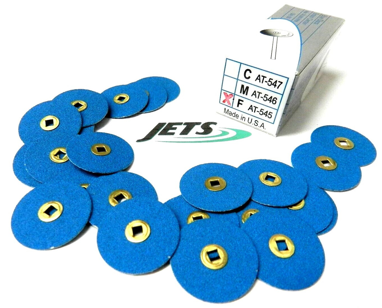 Sanding Discs Blue Zircon 7/8" Fine Grit Snap-On Brass Discs Box of 50 