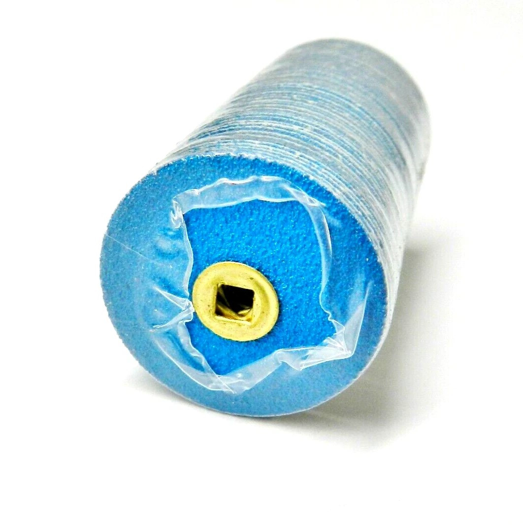 Sanding Discs Blue Zircon 7/8" Fine Grit Snap-On Brass Discs Box of 50 