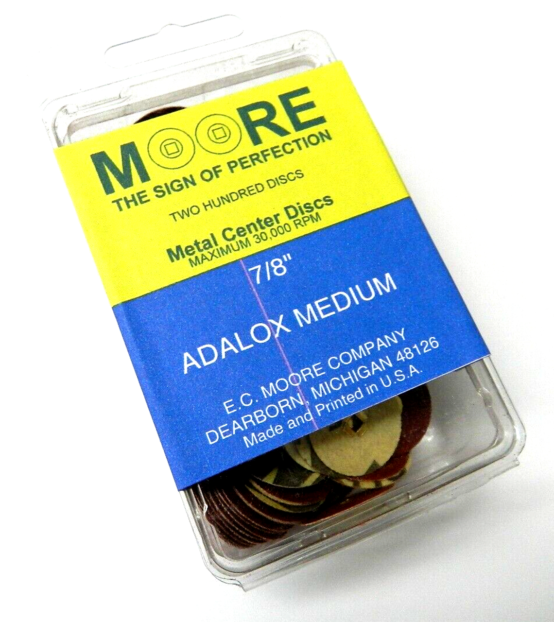 E.C. Moore's Adalox Medium 7/8" Pack of 200 Sanding Disc Snap On Aluminum Oxide Metal Center