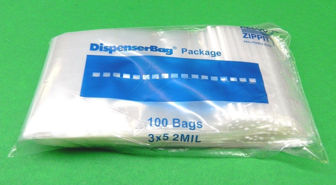 3"x5" Reloc Zippit Bags Clear 2Mil Reclosable Zip Seal Slide Lock Baggies 1,000 pcs