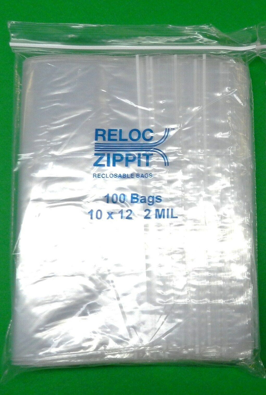 1000 Zippit Reloc Bags 10 x 12 Clear 2 mil LARGE Reclosable Zip Seal Lock