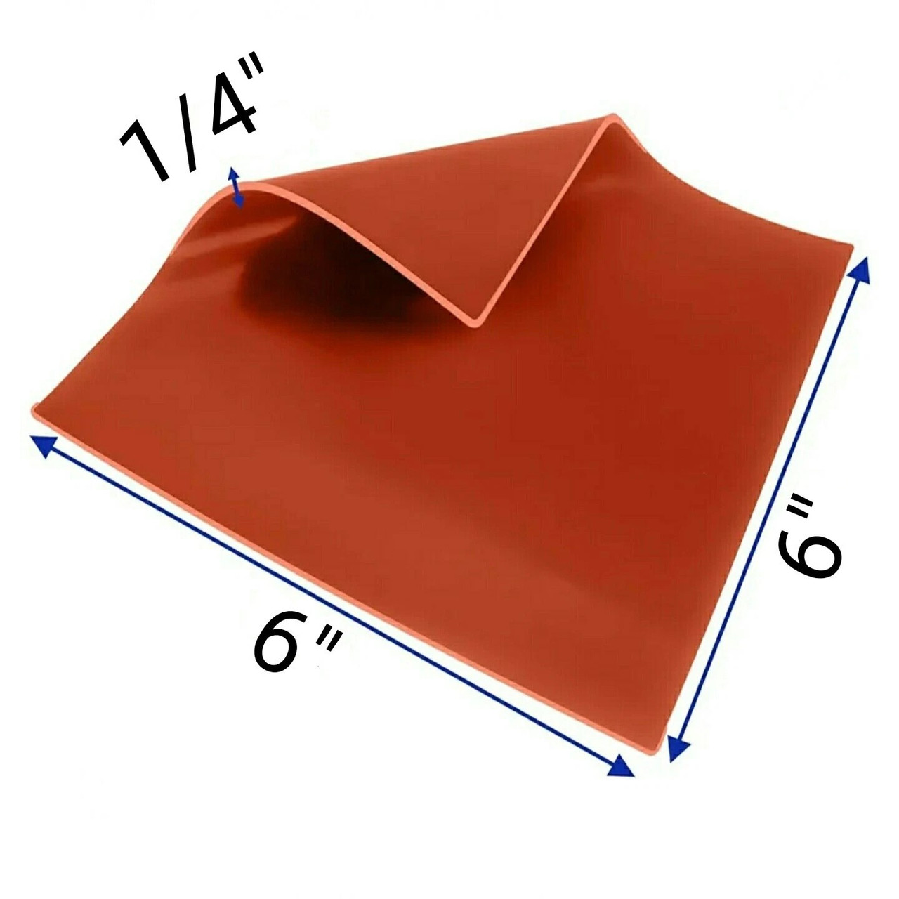 Silicone Rubber Pad 6" x 6" Square 1/4" Thick High Temperature Insulation Mat