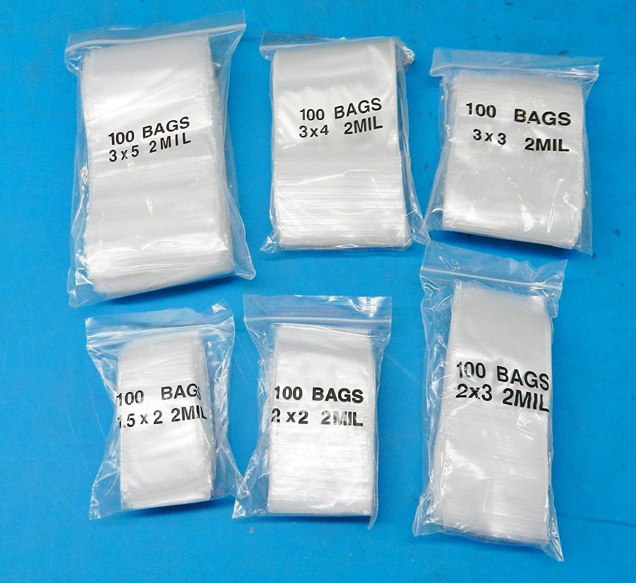 600 Reclosable Bags 6 Assorted Sizes Clear 2MIL baggies1.5x2 2x2 2x3 3x3 3x4 3x5