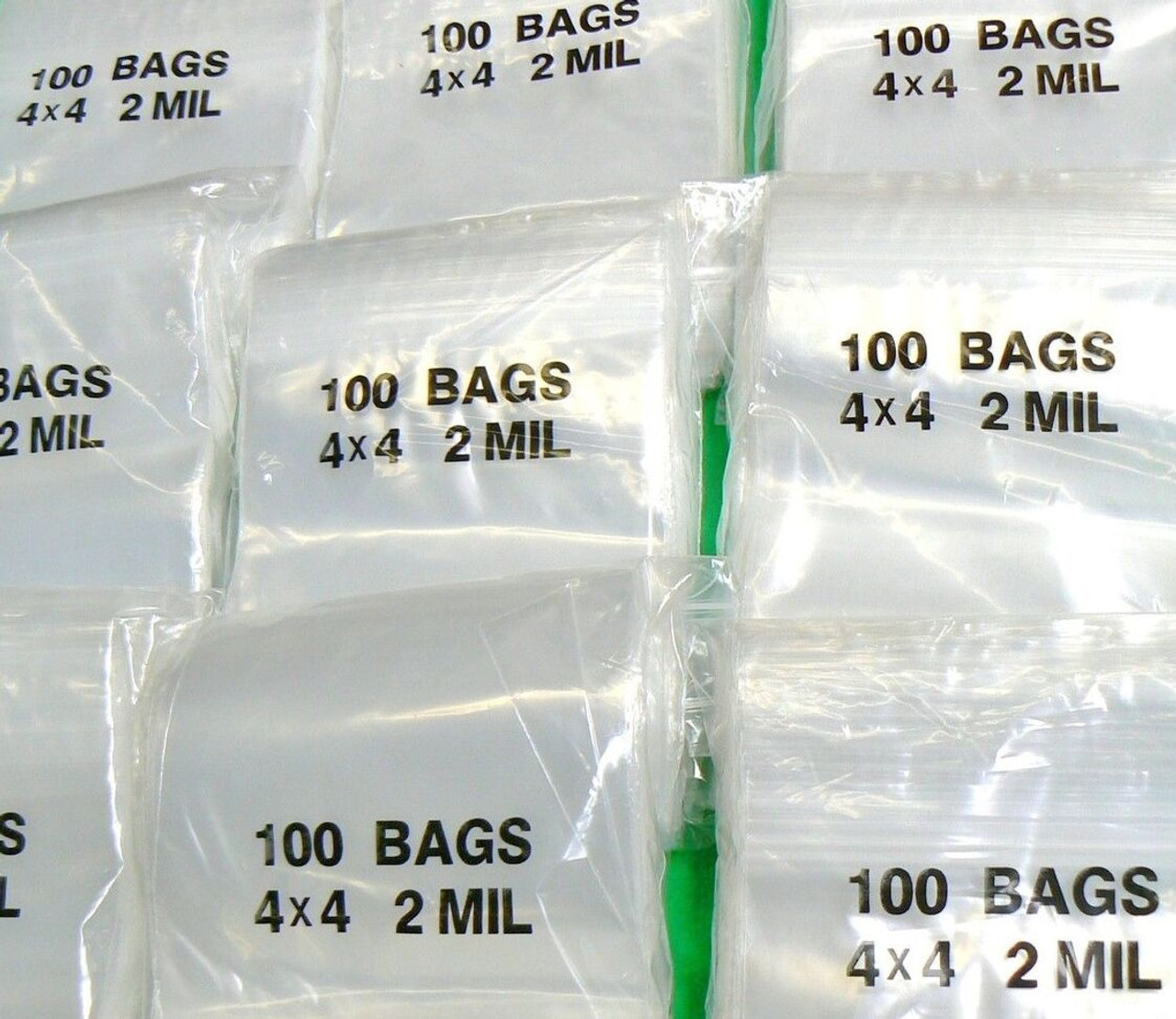 4x4 Zip Top Seal Bags 1000 Clear 2mil Reclosable Plastic Poly Baggies 1,000 Pcs 2 Mil