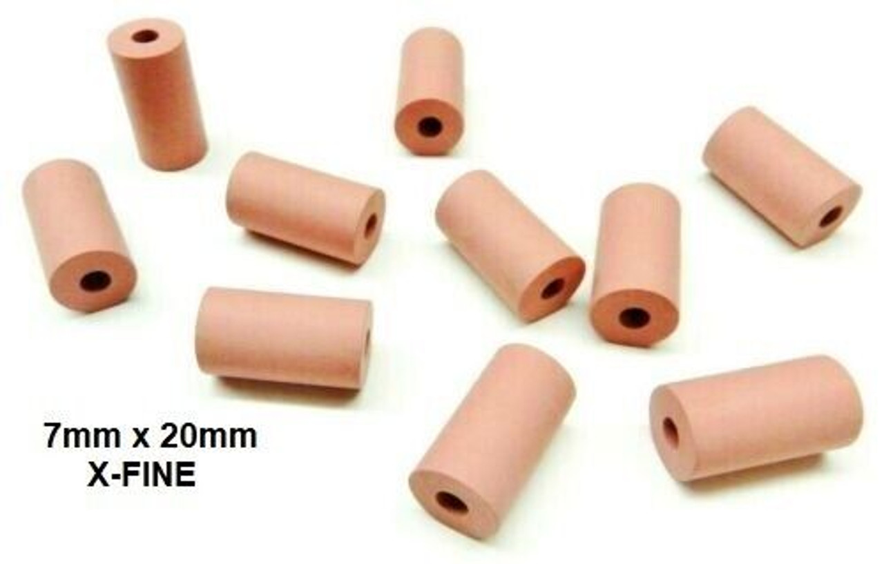 Silicone Polishing Wheel Abrasives 7 x 20mm Pink Extra Fine Cylinder 10 PCS