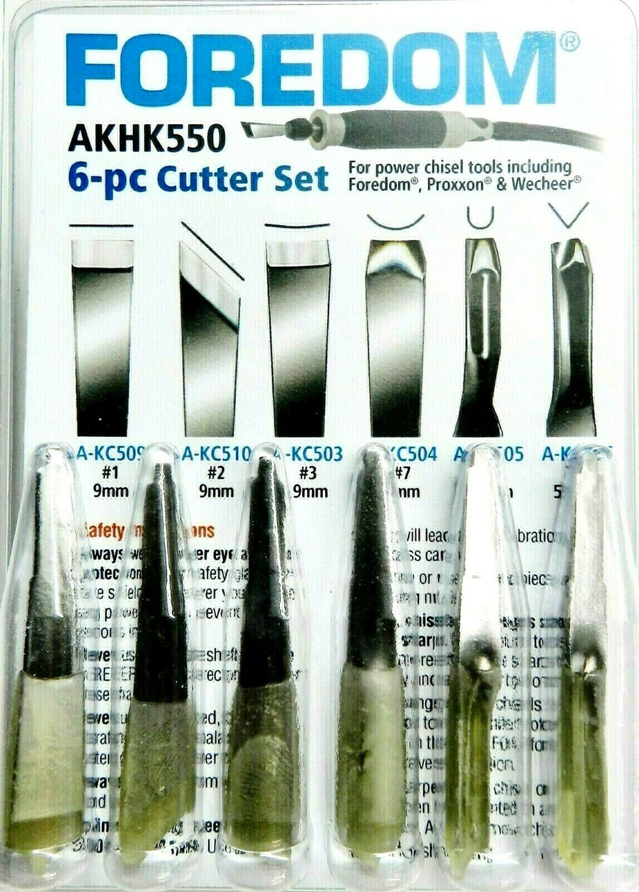 Foredom Chisels 6 Piece AKHK550 Set For H.50 & 50c Chisel Handpeice Woodworking