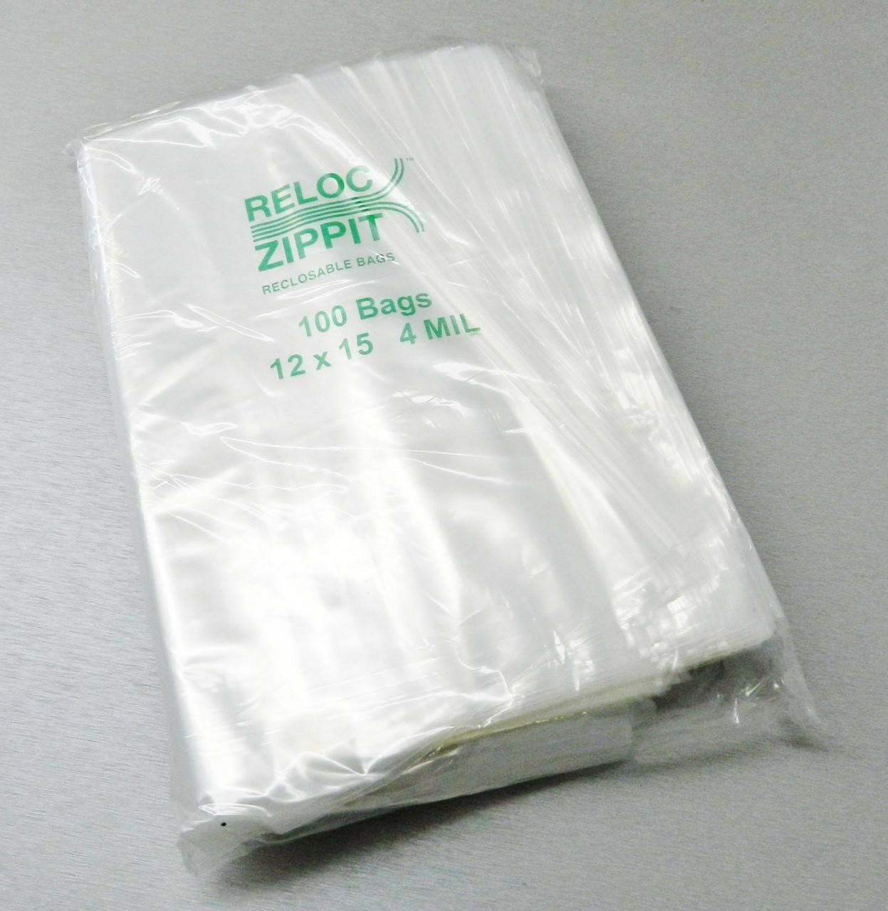 Reloc Bags 12" x 15" Clear 4 Mil  Reclosable Zip Seal Lock Large Bag 100pcs