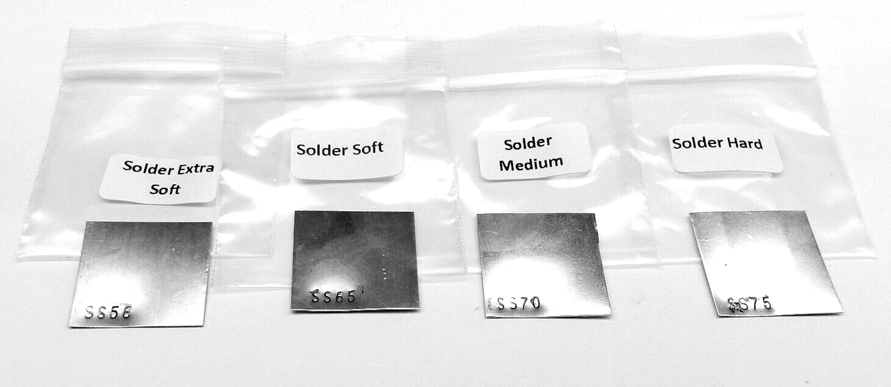 4 Pieces Silver Solder Sheet Assorted Pack 1Dwt @ X-Soft, Easy Soft, Medium and Hard