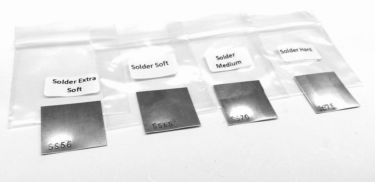 4 Pieces Silver Solder Sheet Assorted Pack 1Dwt @ X-Soft, Easy Soft, Medium and Hard