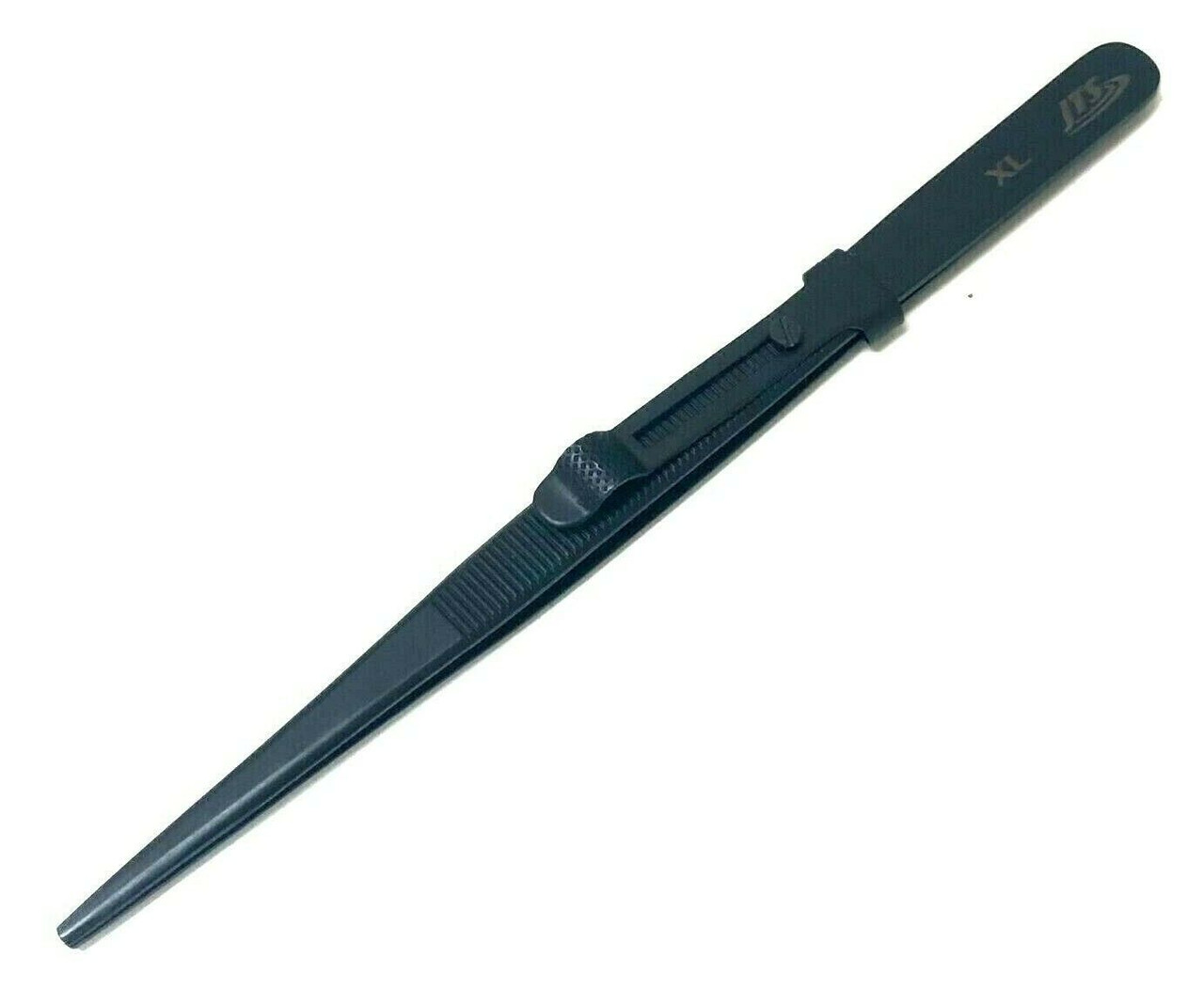 Diamond Tweezers Gemstone Black Anodized Tweezer 6-1/2" Slide Lock Large Tip