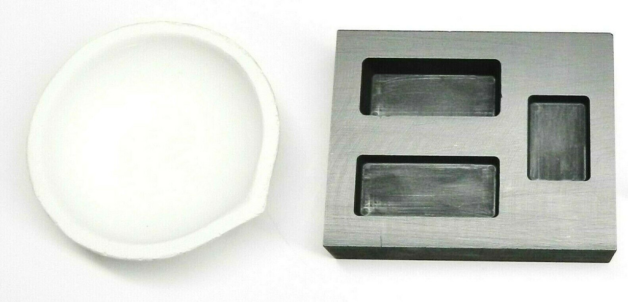Melting Crucible Dish & Graphite Ingot Mold Combo 10oz Gold -5oz Silver Capacity
