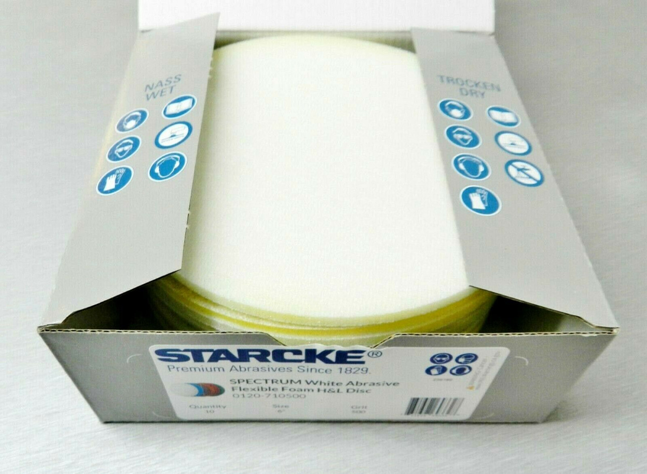 STARCKE Flexible Foam Hook & Loop 6” Grip Discs 500 Grit White 10-Pack Germany