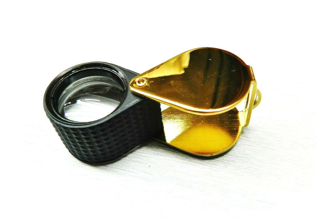 18 MM - 10X Triplet Diamond Cut Gold Eye Loupe, INSP-0017