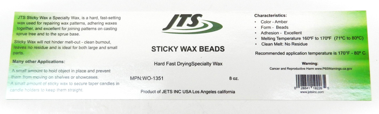 Sticky Wax Beads Hard Fast Drying Jewelry Making Wax Work & Casting 8oz JTS