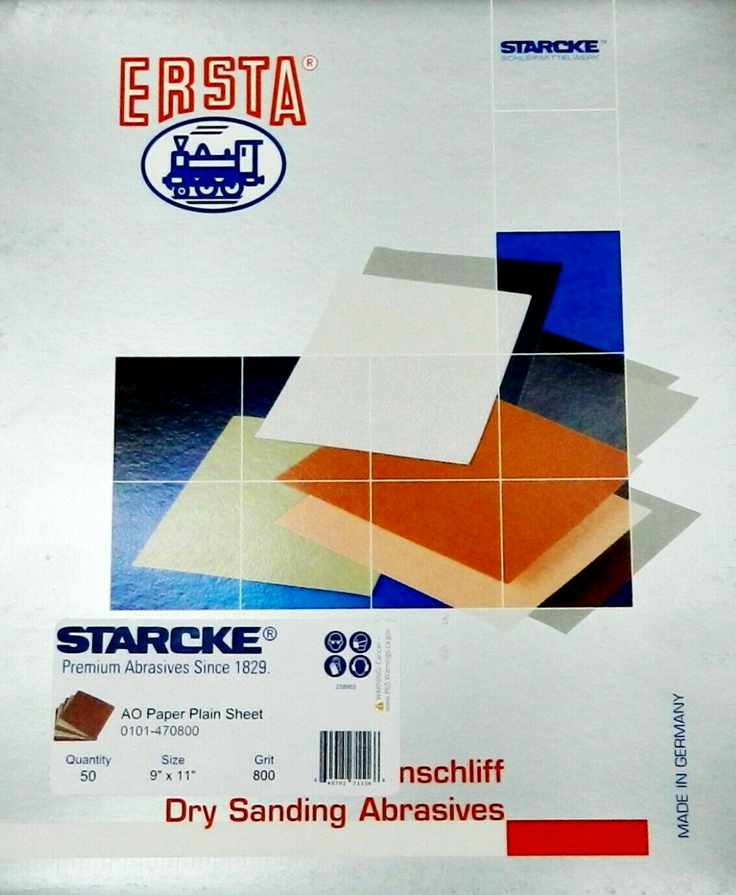 STARCKE Sandpaper 400 Grit Aluminum Oxide 9" x 11" Sheets 50 Pcs Made in Germany