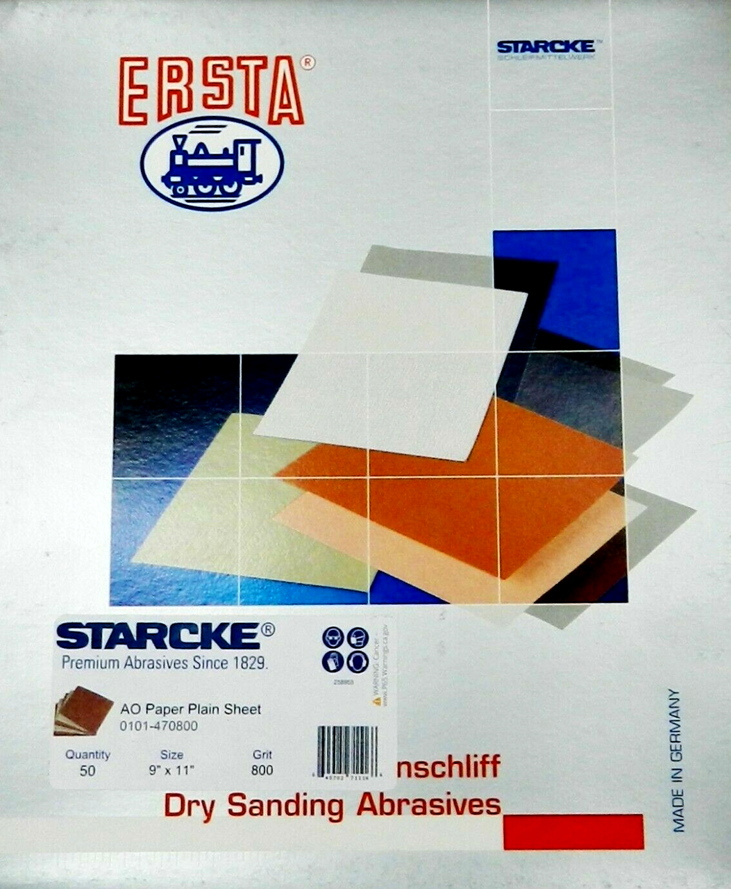 STARCKE Sandpaper 800 Grit Aluminum Oxide 9" x 11" Sheets 50 Pcs Made in Germany