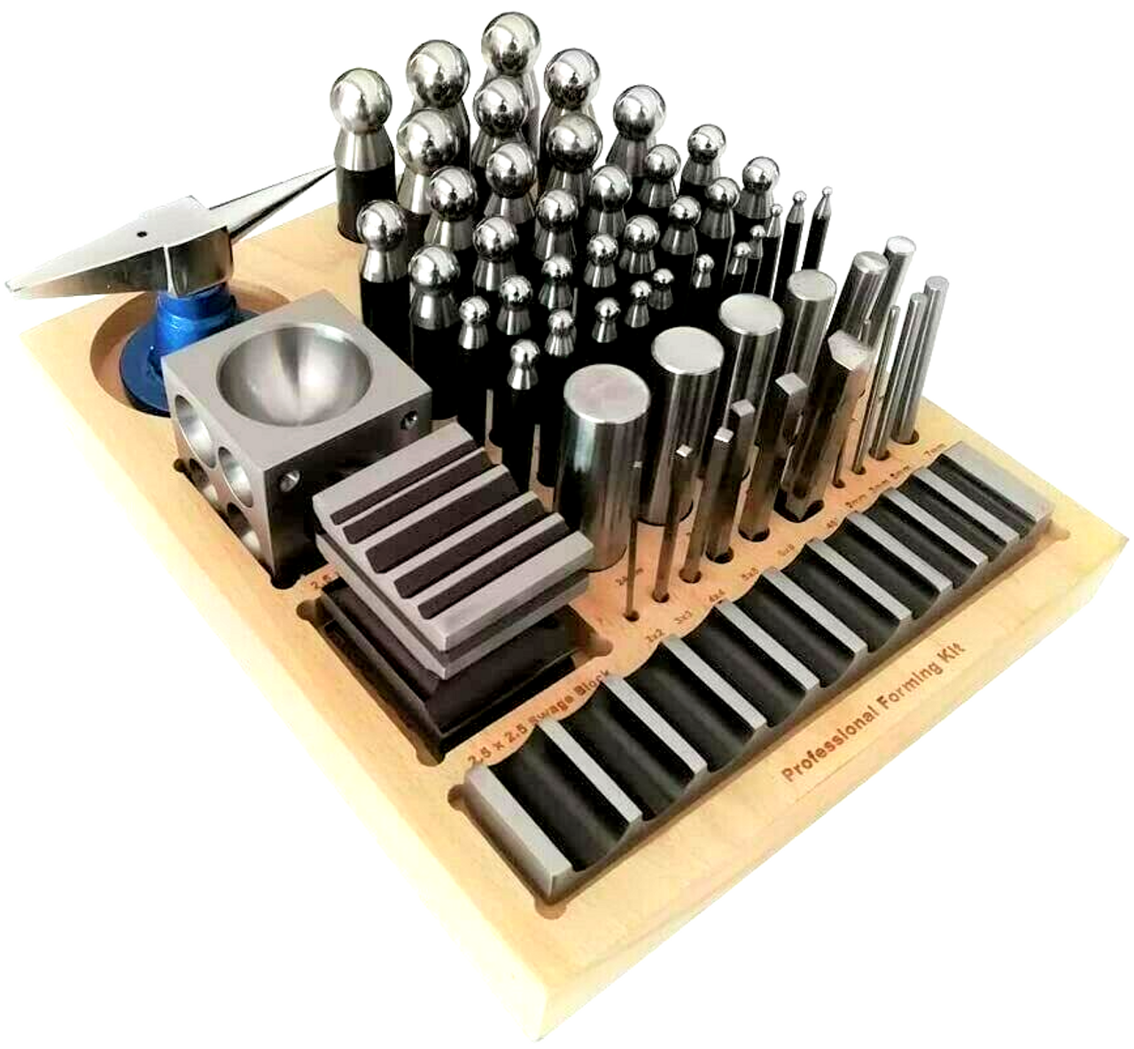 56pc Dapping Punch Set Multi Functional Doming & Steel Block Jewelry Forming Kit