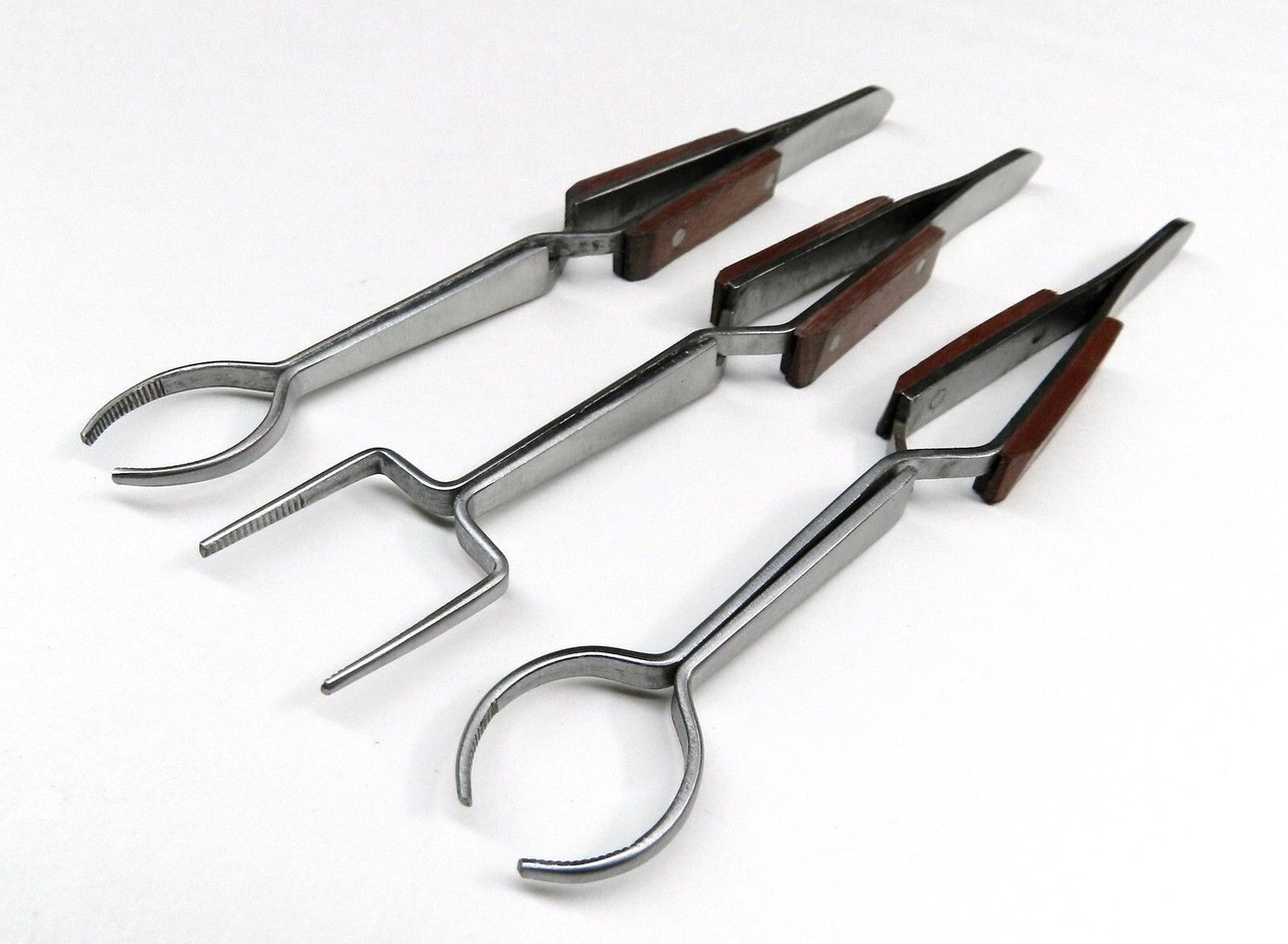 Fiber Grip Tweezers Set of 3 Special Shapes Large Round, Small