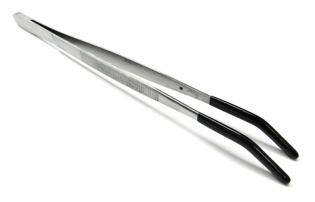 Rubber Tip Tweezers Bent Tip 8" Tweezer with PVC Dipped Jewelry Hobby Crafts