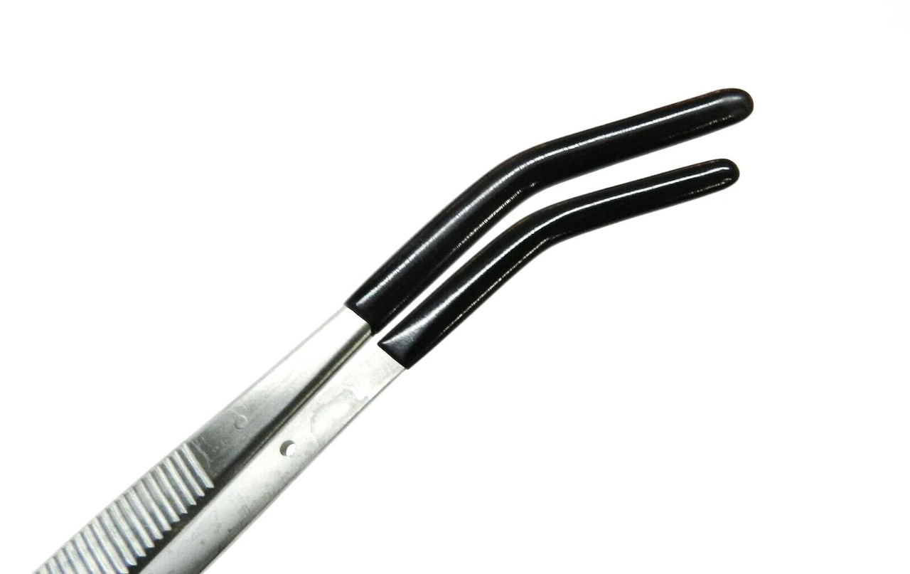 Rubber Tip Tweezers Bent Tip 8" Tweezer with PVC Dipped Jewelry Hobby Crafts
