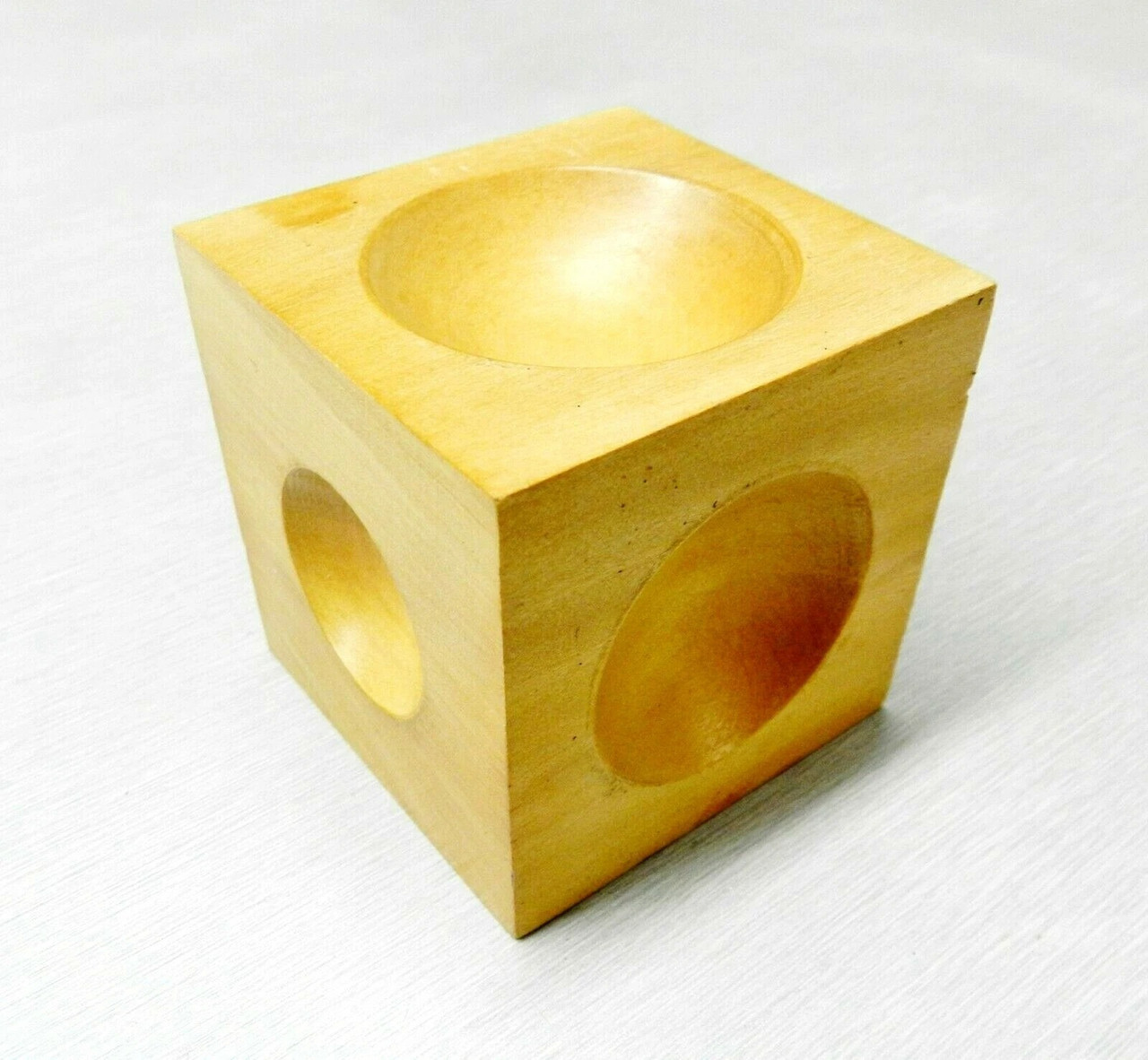 Wood Dapping Block 2-1/4" Wooden Doming Cube Shape Forming Tool