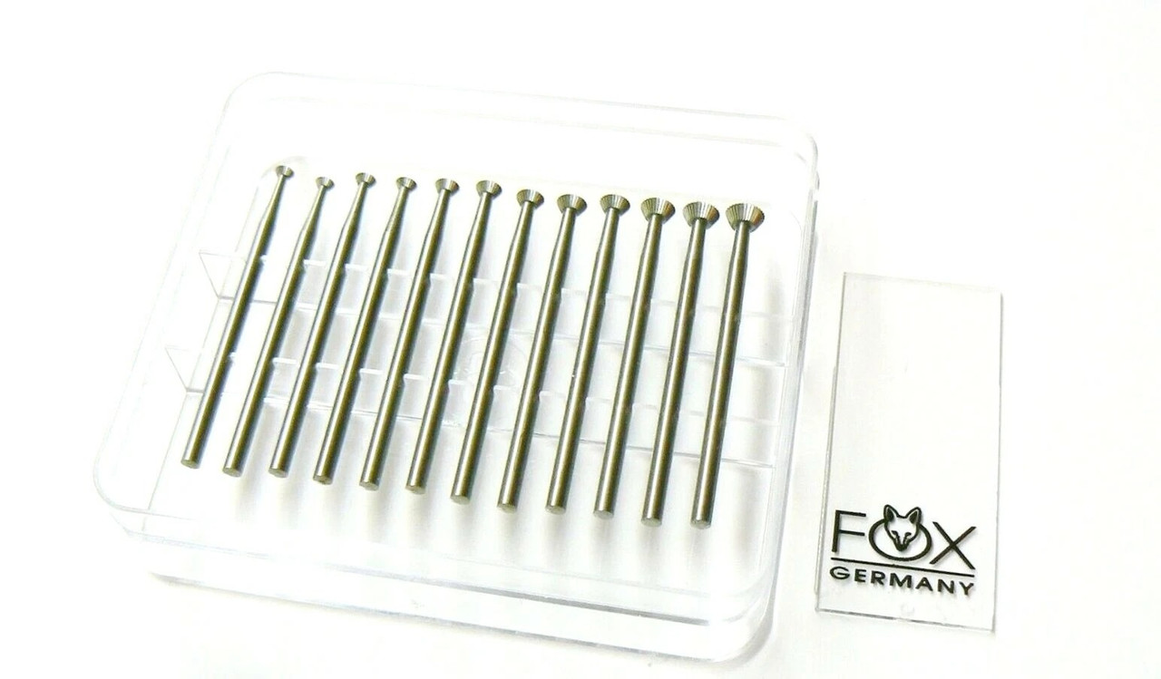 Fox Jewelers Bur Hart Burs 12pc Set Jewelry Bearing Cutter 025-050 Fig156c 90 Degree Fox Jewelers Bur Hart Burs 12pc Set Jewelry Bearing Cutter 025-050 Fig156c 90 Degree