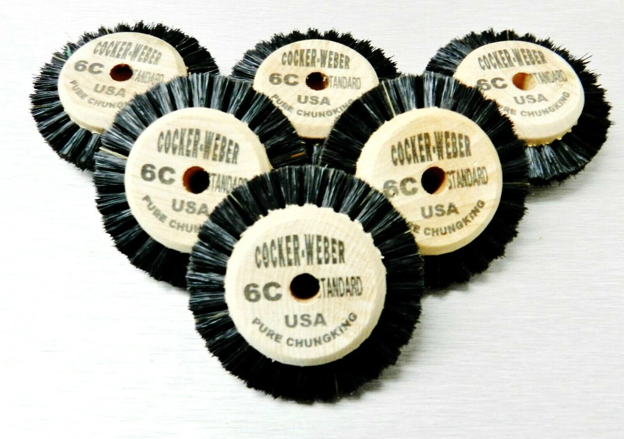 Jewelers Polishing Wheel Brush Wood Hub Chungking 6C 2 Row Cocker Weber 6 Pcs