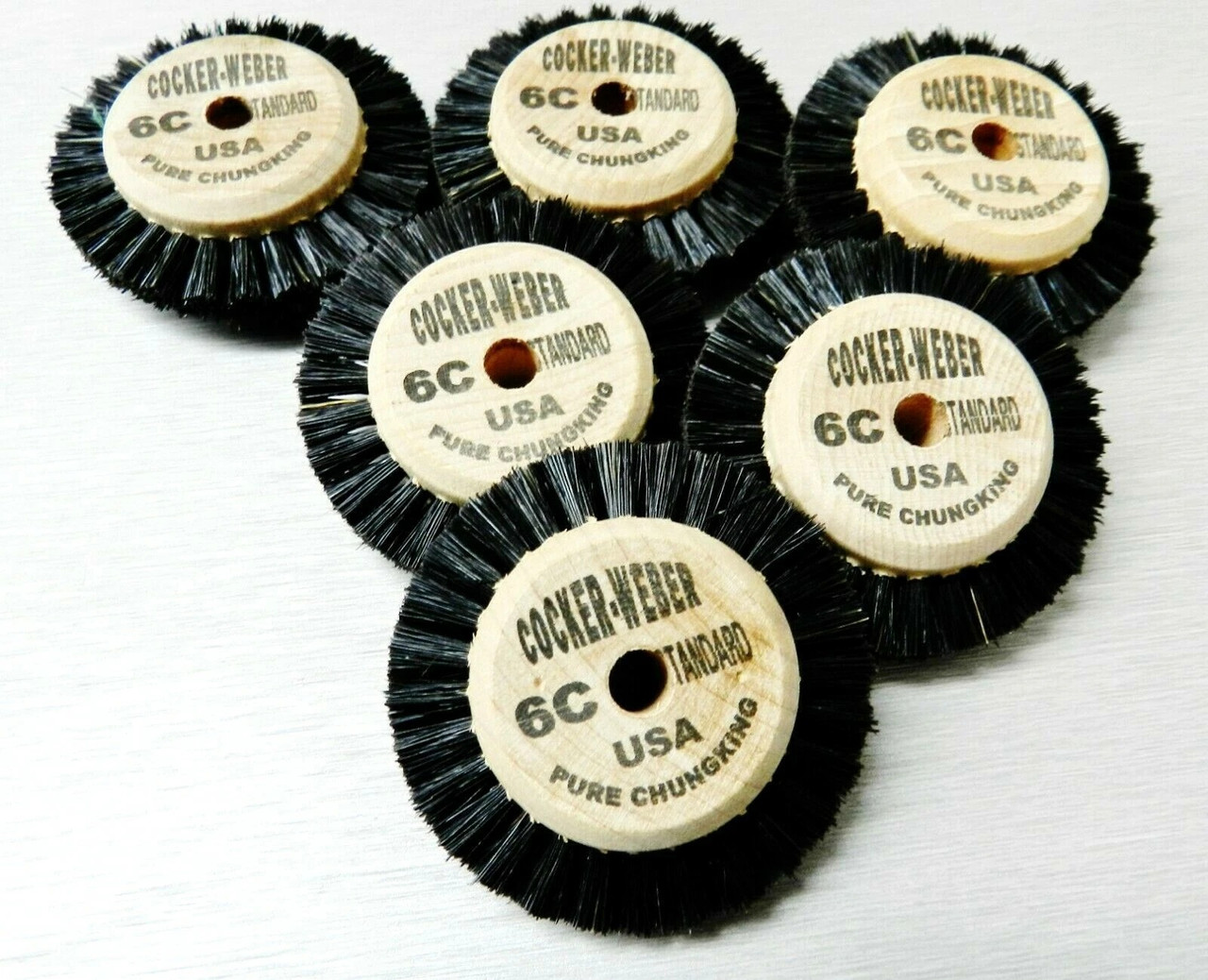 Jewelers Polishing Wheel Brush Wood Hub Chungking 6C 2 Row Cocker Weber 6 Pcs