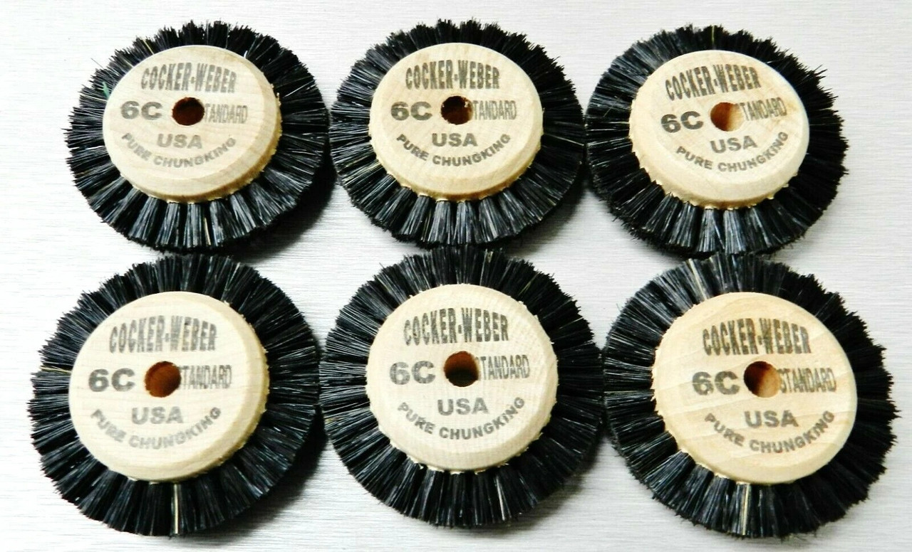 Jewelers Polishing Wheel Brush Wood Hub Chungking 6C 2 Row Cocker Weber 6 Pcs