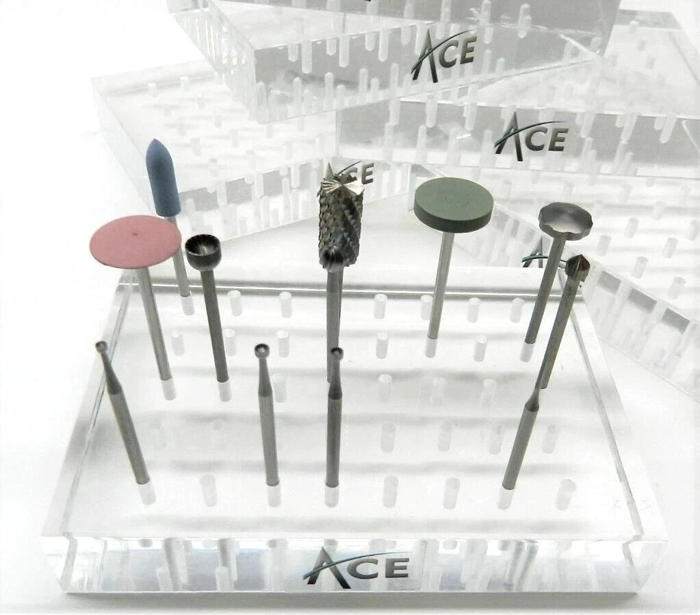 Bur Holder 4-1/4" x 3 Plastic 40 Hole Jewelers Burs with Shanks 3/32" Organizer