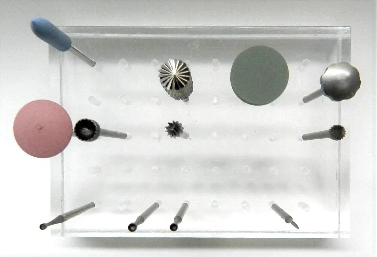 Bur Holder 4-1/4" x 3 Plastic 40 Hole Jewelers Burs with Shanks 3/32" Organizer