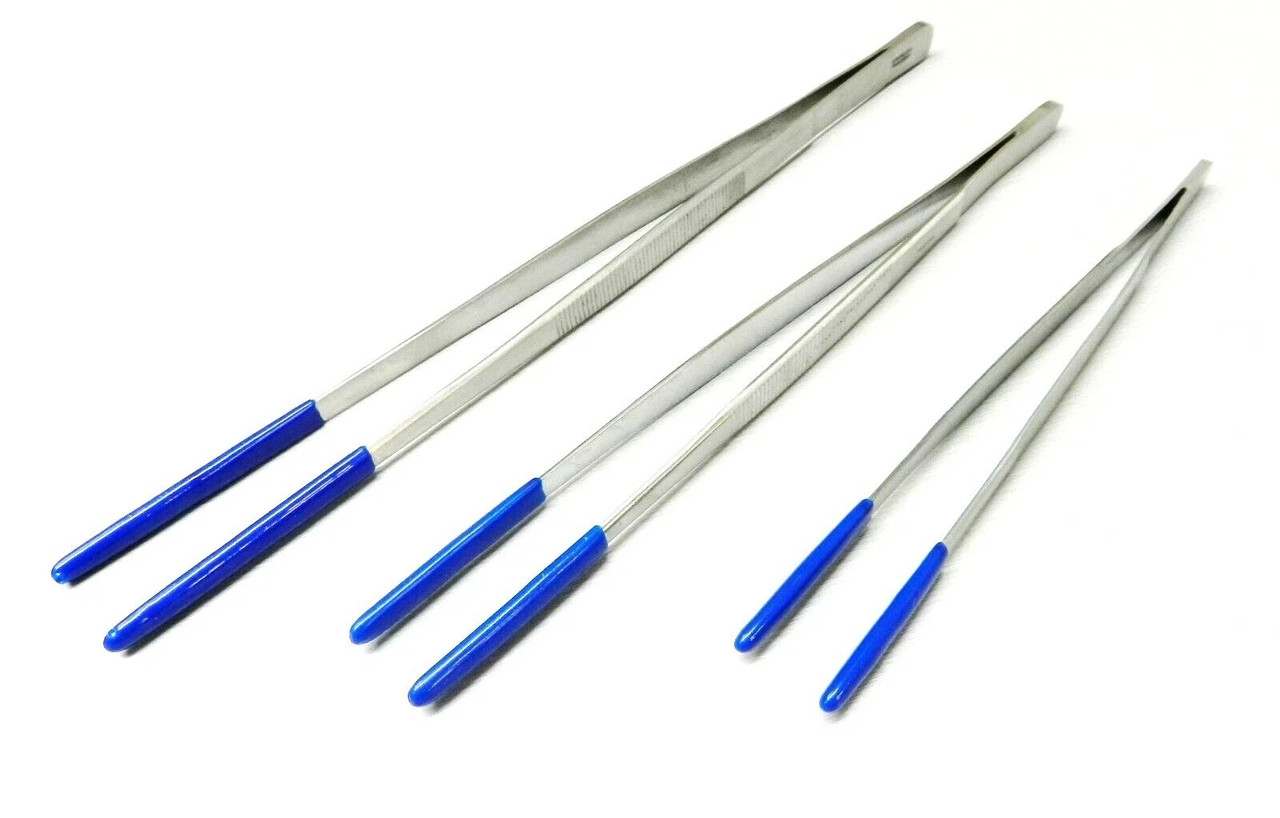 SET of 3 Steam Tweezers & Ultrasonic PVC Coated Tips Non Marring 8" 10" 12"