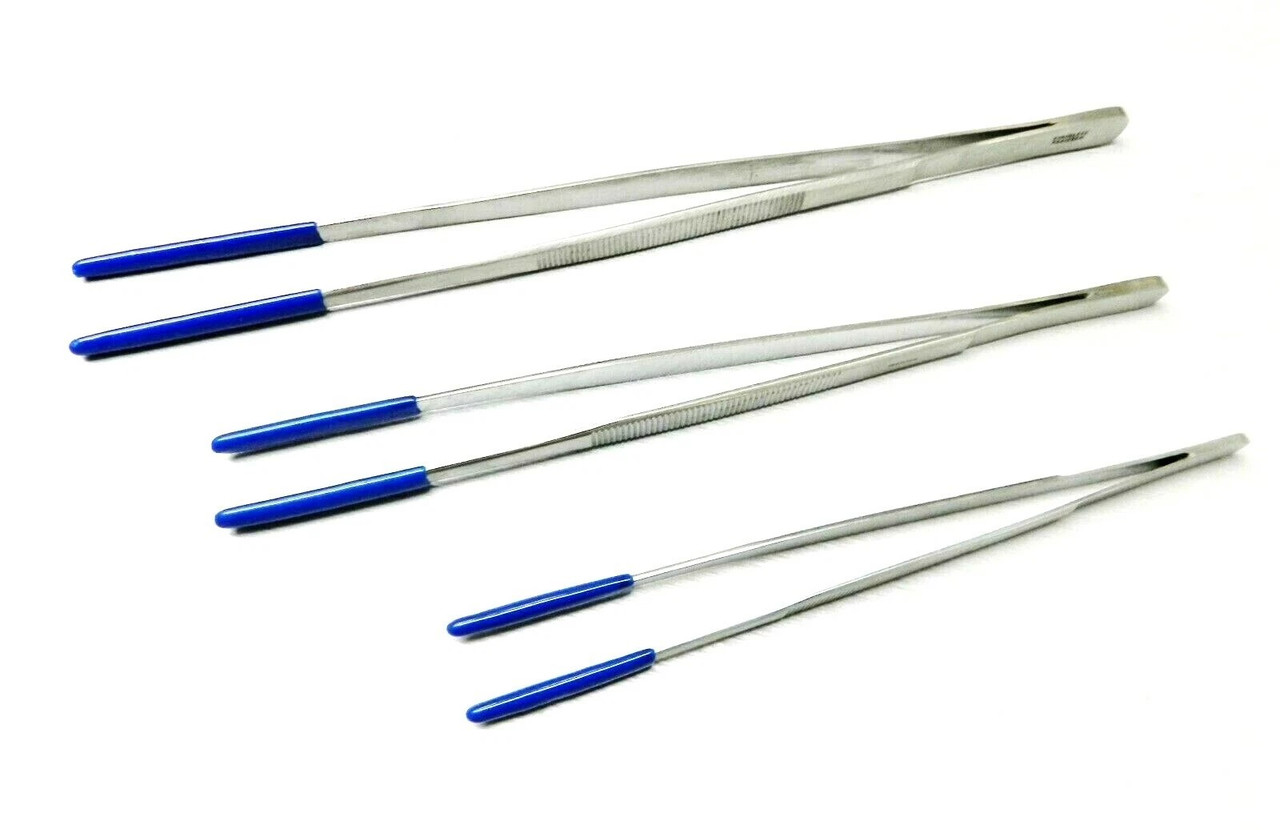 SET of 3 Steam Tweezers & Ultrasonic PVC Coated Tips Non Marring 8" 10" 12"