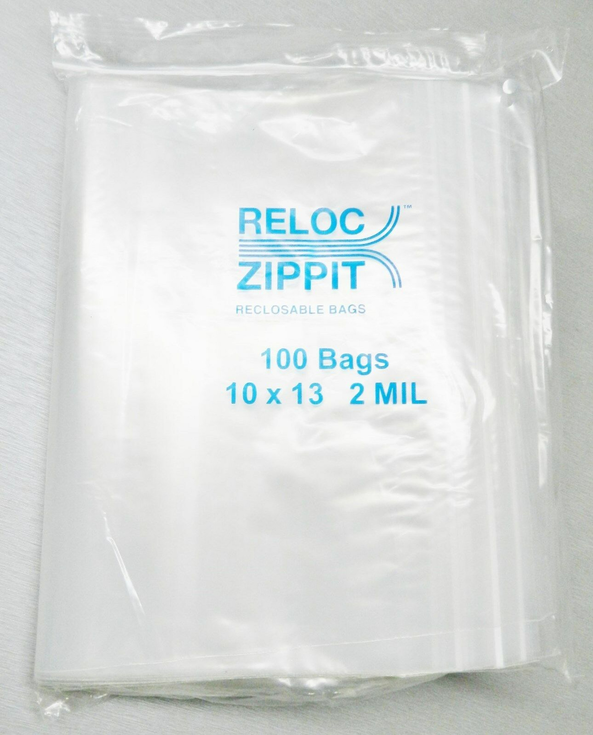 Zip Seal Bags Large Zippit Reloc 10" x 13" Clear 2 mil Zip Reclosable
