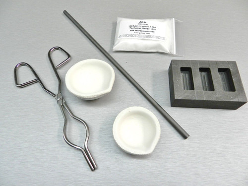 BBITUOGG 250 Gram Melting Kit Melt Gold Silver Crucible Dish Borax Tong Graphite Rod Set (E13)