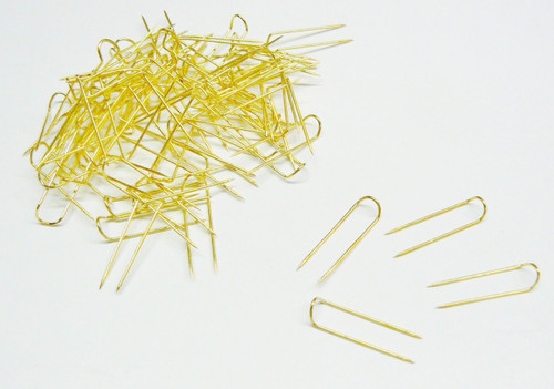 100 Jewelry U-Pins Display Pads Pins Gold Tone Jewelry Display 100 Pcs U Pins