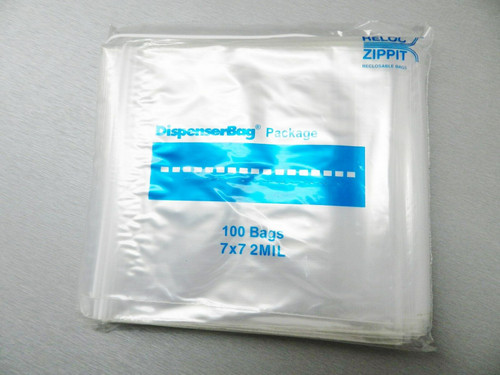 1000 Zippit Reloc Bags 2 MIL Clear 7x7 Zip Seal 7"x7" Square Bag 2 mil 1,000 pcs