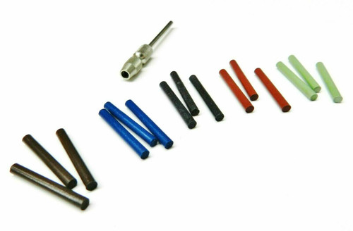 2mm Silicone Pin Polishing Points 15Pc Assortment of 5 Grades & Chuck Mandrel