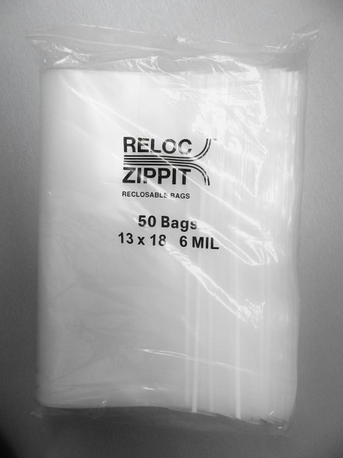 13" x 18" Zippit Bags 6 MIL Clear Reloc Heavy Duty Thick Jumbo bags 50 Pcs