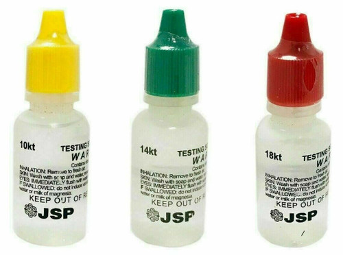 Set of 3 Gold Jewelry Testing 10K 14K 18K Test Acid Solutions 3 Bottles By JSP