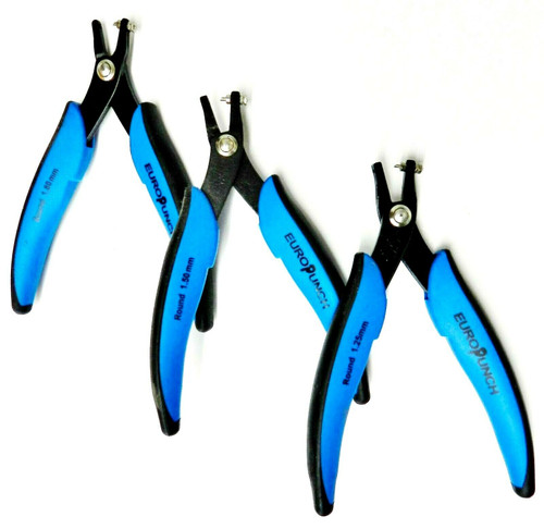 Eurotool EuroPunch Round Metal Hole Punch Pliers Set of 3 Sizes for Soft Metals