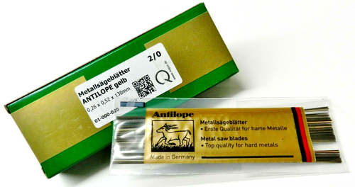 Antilope Jewelers Saw Blades #2/0 Jewelry Making Pack of 144 pcs. Made in Germany