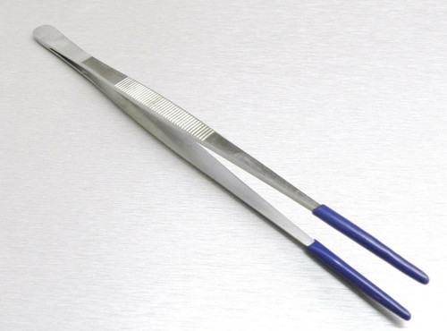 Tweezers Rubber PVC Coated Tips 10" Stainless Forceps Steam Ultrasonic Cleaning