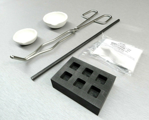 old Silver Melting Kit Melt & Pour 1oz Bars Crucible -Tong - Rod