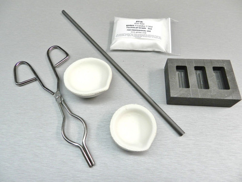 Melting Kit Melt and Pour 2 Crucibles -Handle -Rod -Borax & Ingot  Torch/Melting kit/casting