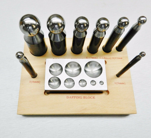 Dapping Punch Set and Forming Block, 8 pcs Punches