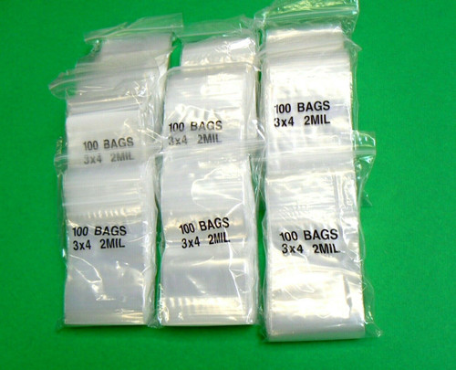 500 Zipper Poly Bag Resealable Plastic Baggies 4 x 4