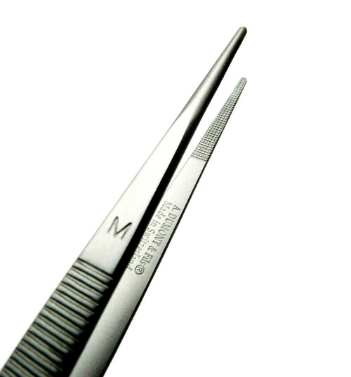 Stainless Steel Matte Finished Swiss Made Diamond Locking Tweezers-Grooved  Medium Tips